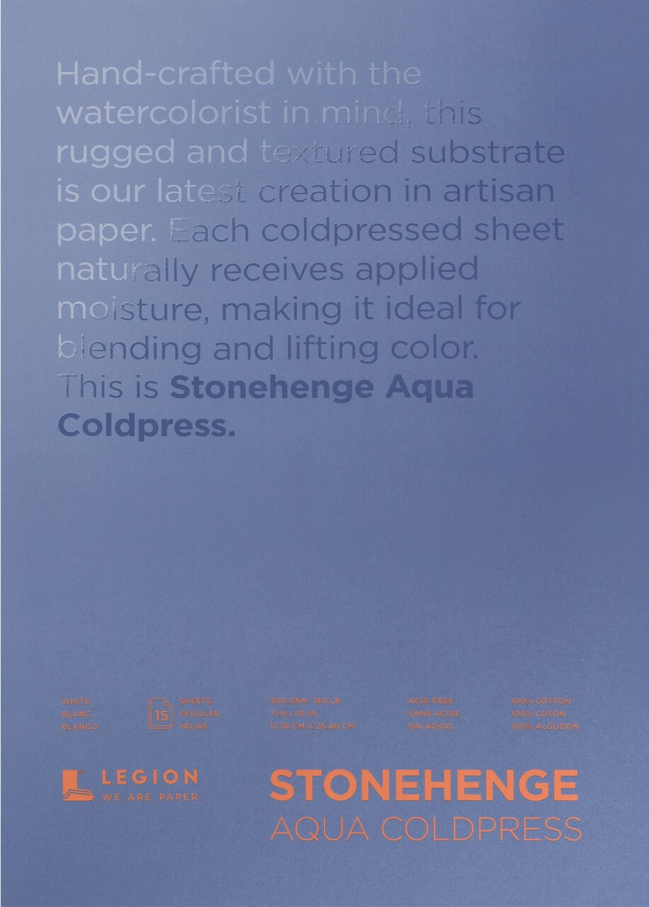 Stonehenge Aqua Block Coldpress Pad 7"X10" 15 Sheets/Pkg-White 140lb